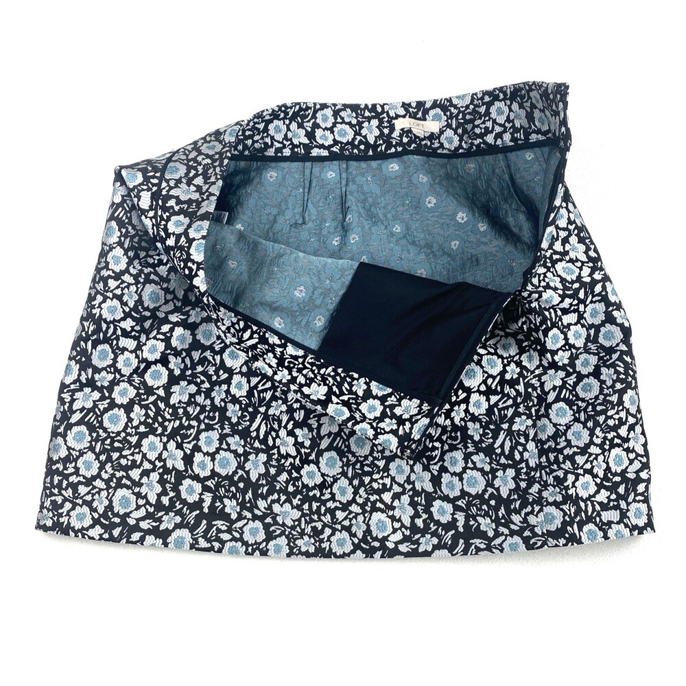 Ann Taylor LOFT Skirt Womens 12 Blue Floral Jacquard A-Line Pockets Spring Chic - Picture 10 of 12